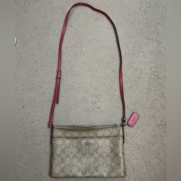 Coach purse tan and pink - Picture 1 of 4